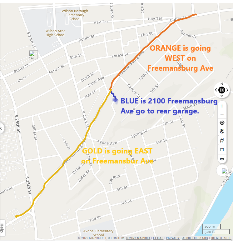 Directions from Palmer Township on Freemansburg Ave. going east