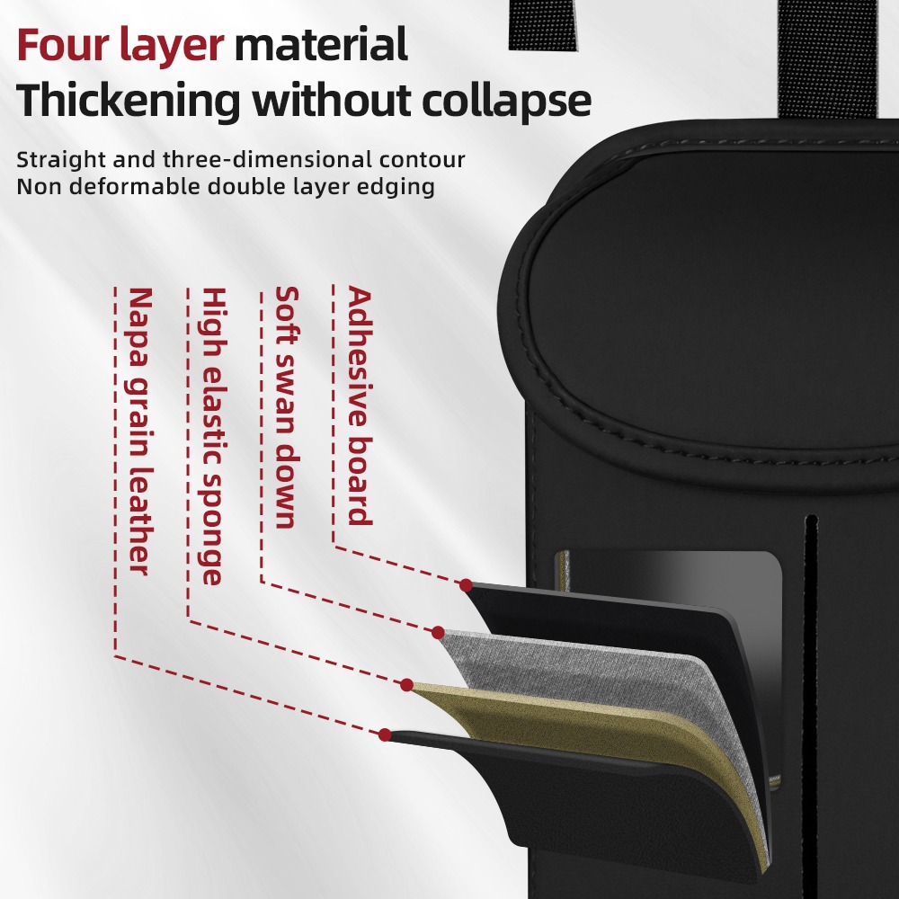 Premium PU Leather Backseat Car Organizer – Multi-Pocket Storage w/ Tissue Box & Hooks - Image 2