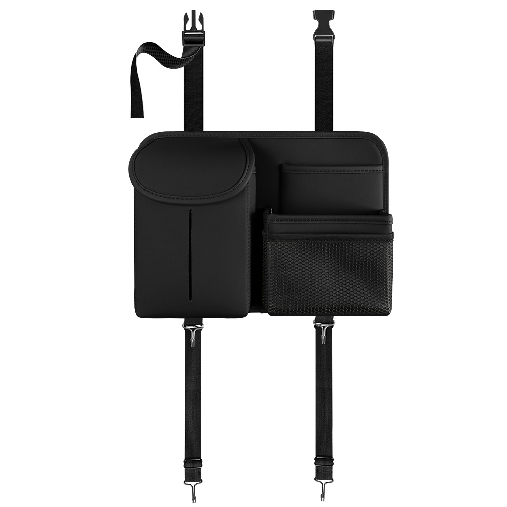 Premium PU Leather Backseat Car Organizer – Multi-Pocket Storage w/ Tissue Box & Hooks - Image 10