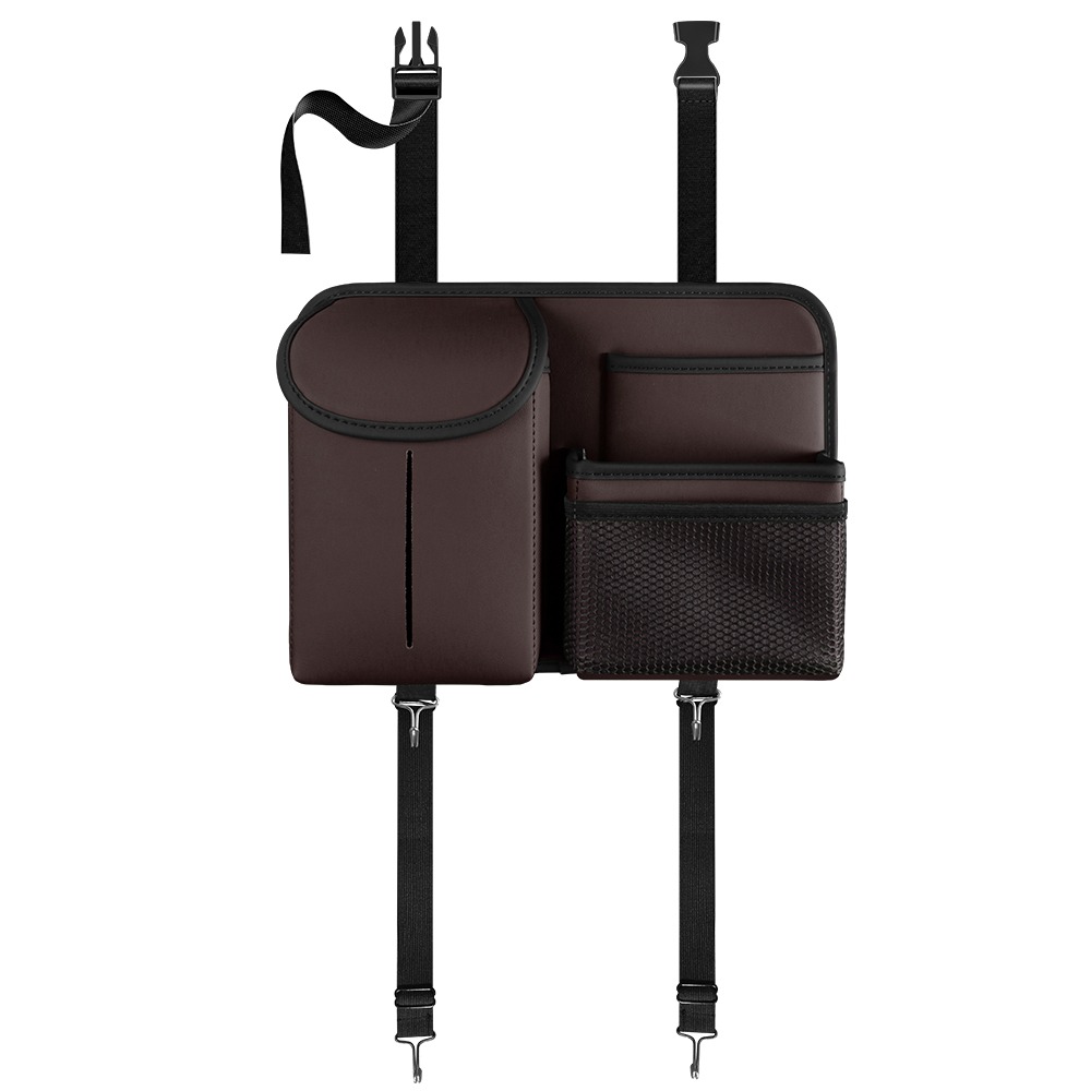 Premium PU Leather Backseat Car Organizer – Multi-Pocket Storage w/ Tissue Box & Hooks - Image 11