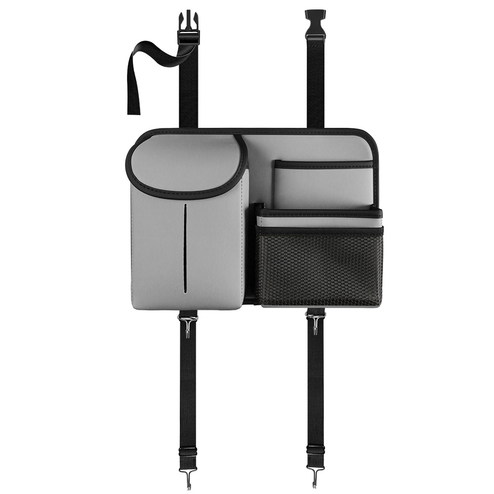 Premium PU Leather Backseat Car Organizer – Multi-Pocket Storage w/ Tissue Box & Hooks - Image 12