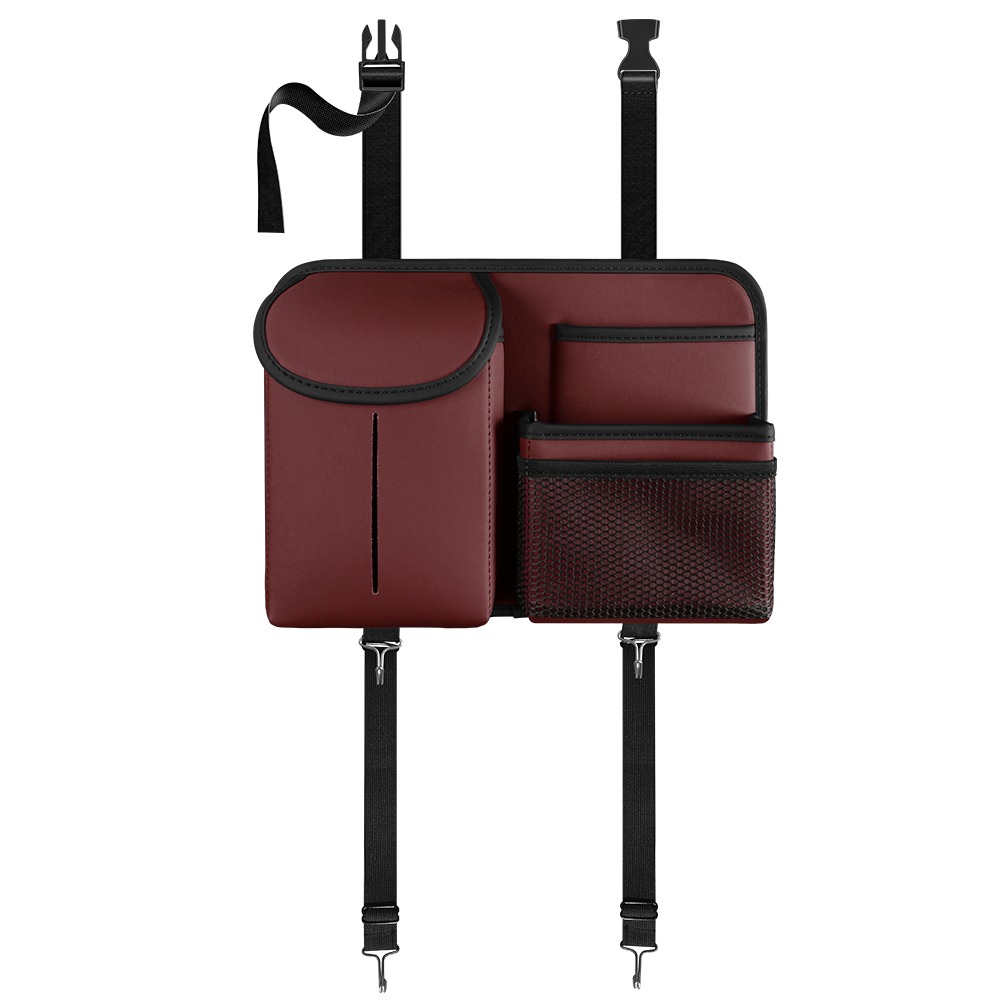 Premium PU Leather Backseat Car Organizer – Multi-Pocket Storage w/ Tissue Box & Hooks - Image 13